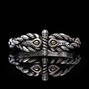 John Hardy JAI RETIRED Lotus Twisted Cuff Bracelet 14K and Sterling Silver 925